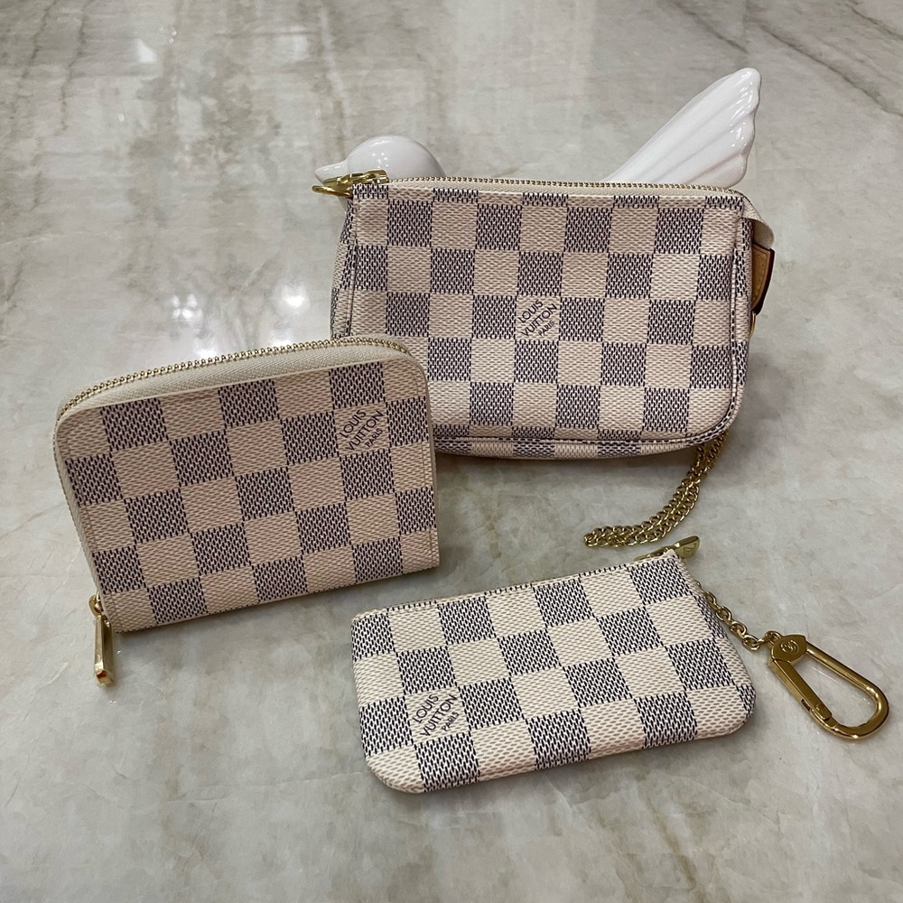 Louis Vuitton damier azur mini pochette zippy wallet and key pouch new